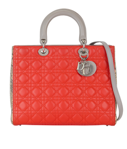 Large Lady Dior,Leather/Python,Orange,16BO1103,MII,S,2*